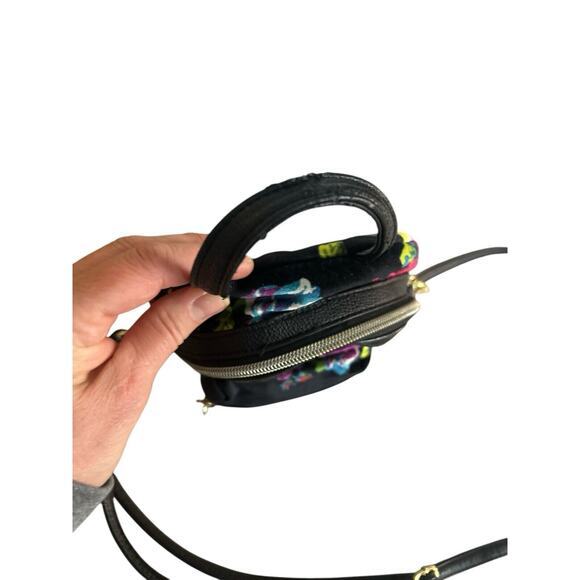 Betsey Johnson Y2K Black Multi Floral Velvet Mini Backpack Convertible Like‎ - Picture 7 of 9